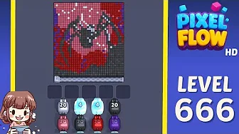 Pixel Flow Level 666 grid layout and solution screenshot