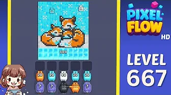 Pixel Flow Level 667 grid layout and solution screenshot