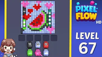 Pixel Flow Level 67 grid layout and solution screenshot