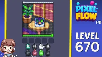 Pixel Flow Level 670 grid layout and solution screenshot