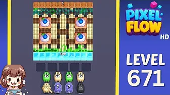 Pixel Flow Level 671 grid layout and solution screenshot