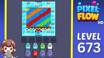 Pixel Flow Level 673 grid layout and solution screenshot