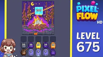Pixel Flow Level 675 grid layout and solution screenshot