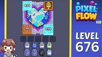 Pixel Flow Level 676 grid layout and solution screenshot