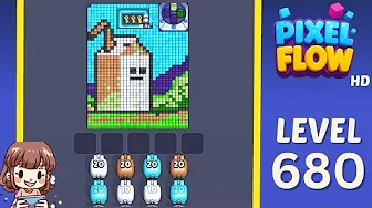 Pixel Flow Level 680 grid layout and solution screenshot