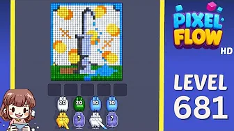 Pixel Flow Level 681 grid layout and solution screenshot