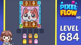 Pixel Flow Level 684 grid layout and solution screenshot