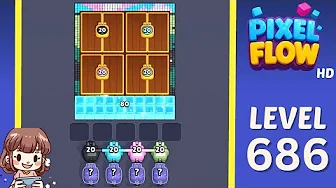 Pixel Flow Level 686 grid layout and solution screenshot