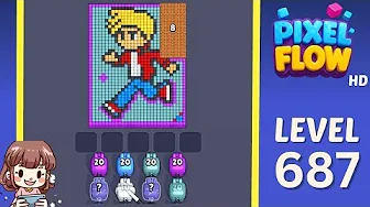 Pixel Flow Level 687 grid layout and solution screenshot