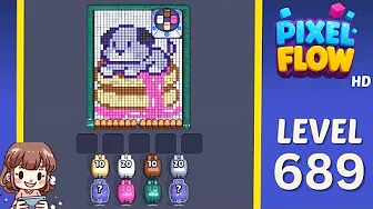 Pixel Flow Level 689 grid layout and solution screenshot