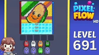 Pixel Flow Level 691 grid layout and solution screenshot