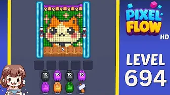 Pixel Flow Level 694 grid layout and solution screenshot