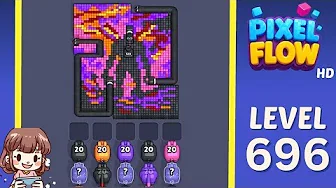 Pixel Flow Level 696 grid layout and solution screenshot