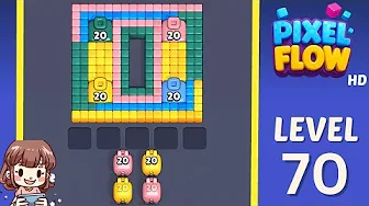 Pixel Flow Level 70 grid layout and solution screenshot
