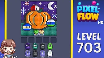 Pixel Flow Level 703 grid layout and solution screenshot