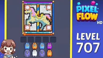 Pixel Flow Level 707 grid layout and solution screenshot