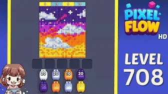 Pixel Flow Level 708 grid layout and solution screenshot