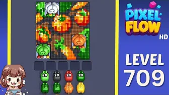 Pixel Flow Level 709 grid layout and solution screenshot