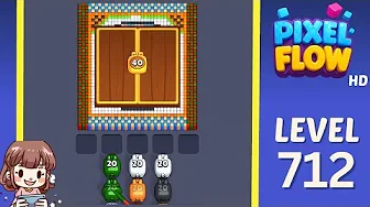 Pixel Flow Level 712 grid layout and solution screenshot