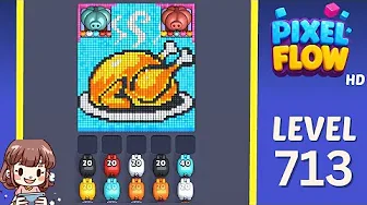 Pixel Flow Level 713 grid layout and solution screenshot