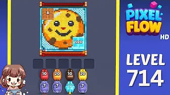 Pixel Flow Level 714 grid layout and solution screenshot