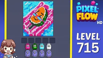 Pixel Flow Level 715 grid layout and solution screenshot