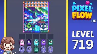 Pixel Flow Level 719 grid layout and solution screenshot