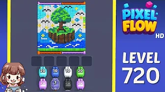 Pixel Flow Level 720 grid layout and solution screenshot