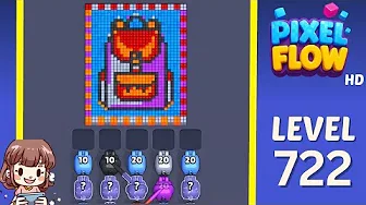Pixel Flow Level 722 grid layout and solution screenshot