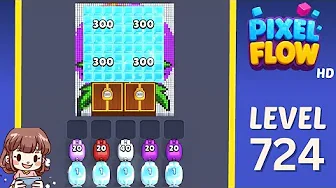 Pixel Flow Level 724 grid layout and solution screenshot