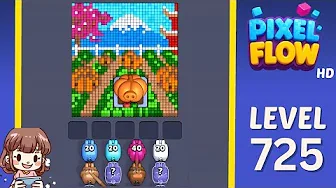 Pixel Flow Level 725 grid layout and solution screenshot