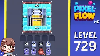 Pixel Flow Level 729 grid layout and solution screenshot