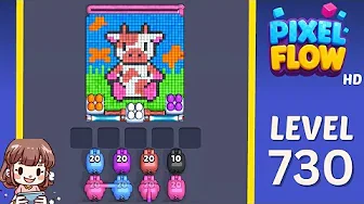 Pixel Flow Level 730 grid layout and solution screenshot