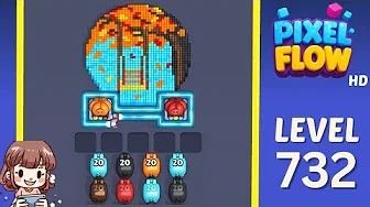 Pixel Flow Level 732 grid layout and solution screenshot