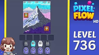 Pixel Flow Level 736 grid layout and solution screenshot