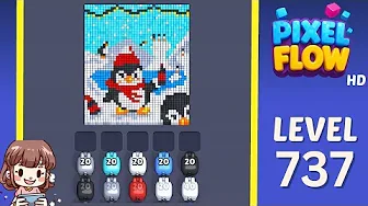 Pixel Flow Level 737 grid layout and solution screenshot