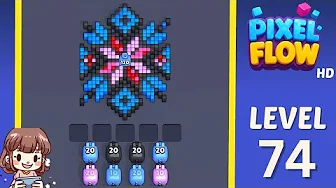 Pixel Flow Level 74 grid layout and solution screenshot