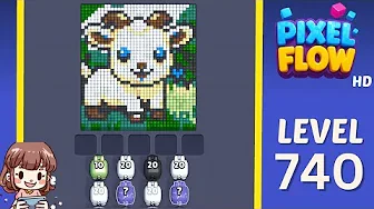 Pixel Flow Level 740 grid layout and solution screenshot