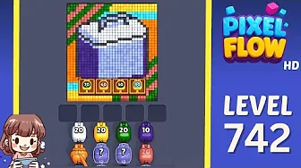 Pixel Flow Level 742 grid layout and solution screenshot