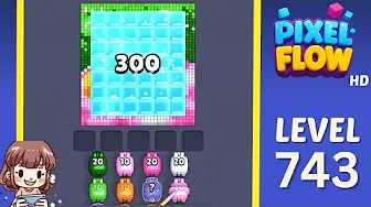 Pixel Flow Level 743 grid layout and solution screenshot