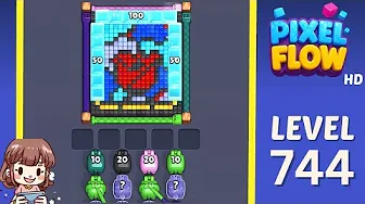 Pixel Flow Level 744 grid layout and solution screenshot