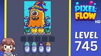 Pixel Flow Level 745 grid layout and solution screenshot