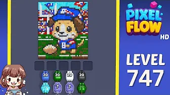 Pixel Flow Level 747 grid layout and solution screenshot