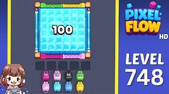 Pixel Flow Level 748 grid layout and solution screenshot