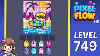 Pixel Flow Level 749 grid layout and solution screenshot