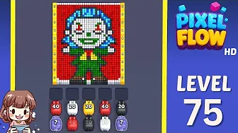 Pixel Flow Level 75 grid layout and solution screenshot