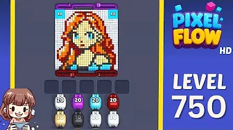 Pixel Flow Level 750 grid layout and solution screenshot