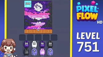 Pixel Flow Level 751 grid layout and solution screenshot