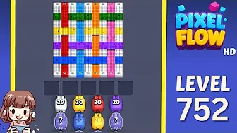 Pixel Flow Level 752 grid layout and solution screenshot