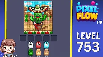 Pixel Flow Level 753 grid layout and solution screenshot